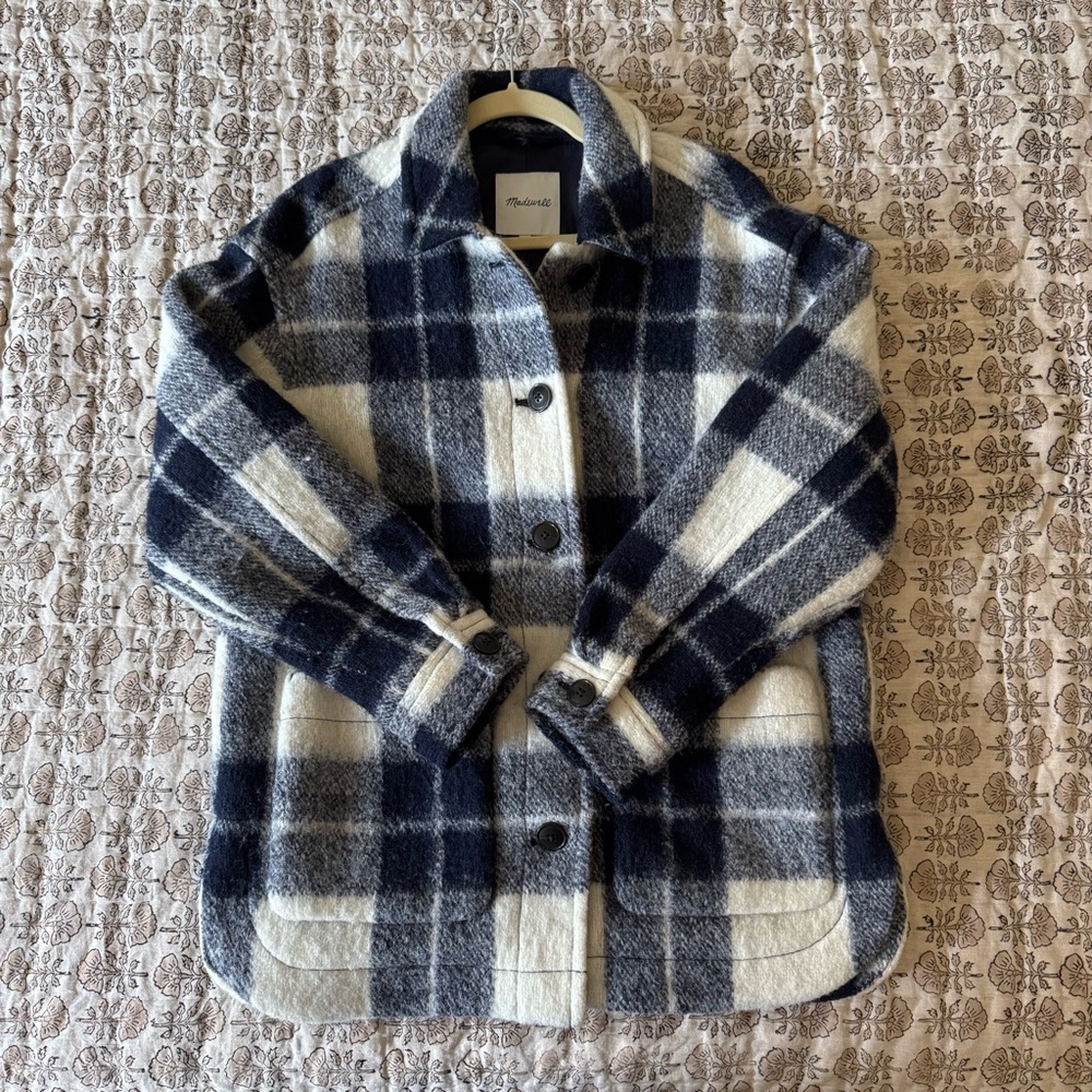 Madewell Brushed Plaid Knit Shirt Jacket